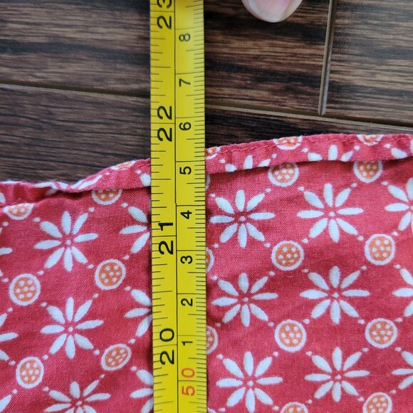 Weathervane Red Retro 100% Cotton Floral Button Front Blouse Shirt Cap Sleeve - Picture 5 of 6